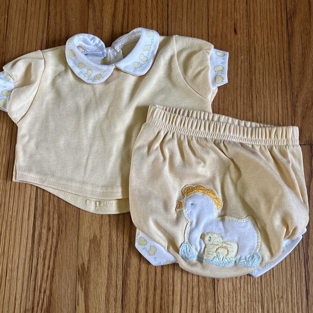 Baby Boy Clothes Vintage Carter's 6 Month Duck 2pc Outfit USA Peter Pan Collar